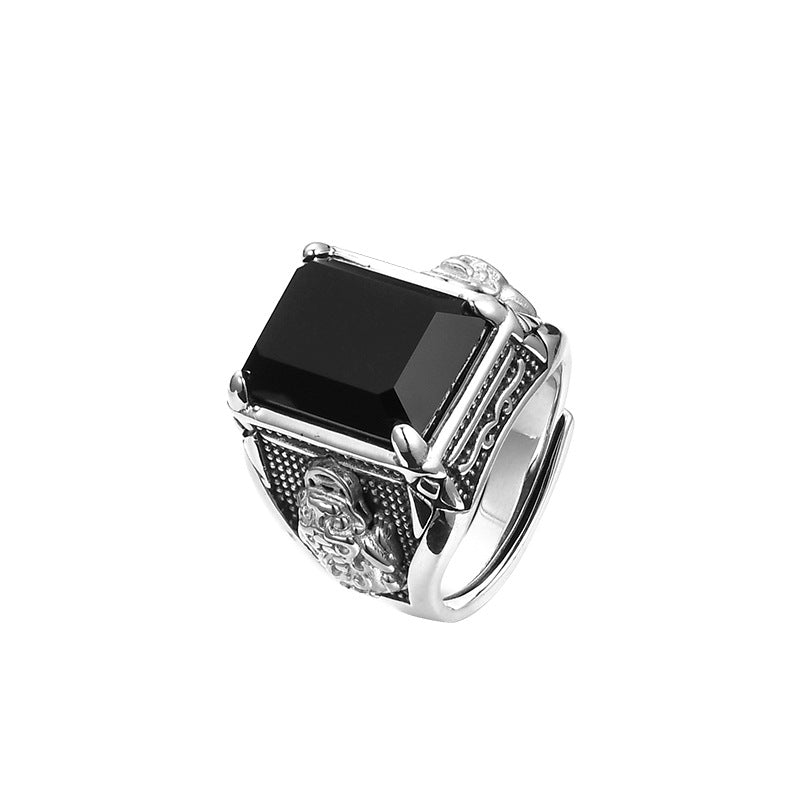 Men's Gold Fashionable Agate Stone Power Style Rings