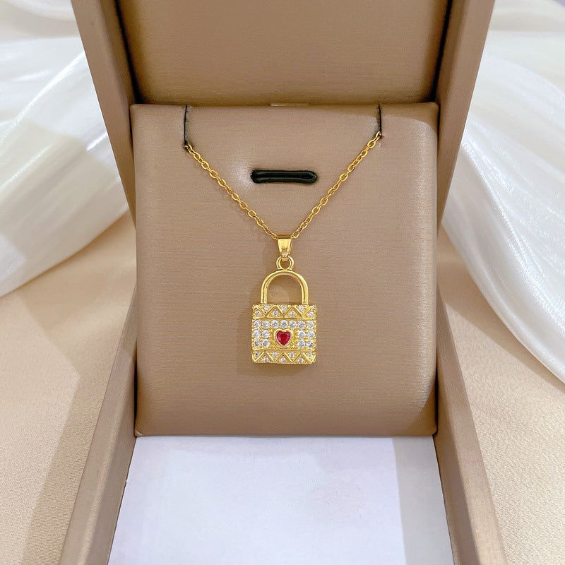 Steel Light Luxury Full Diamond Design Temperament Necklaces