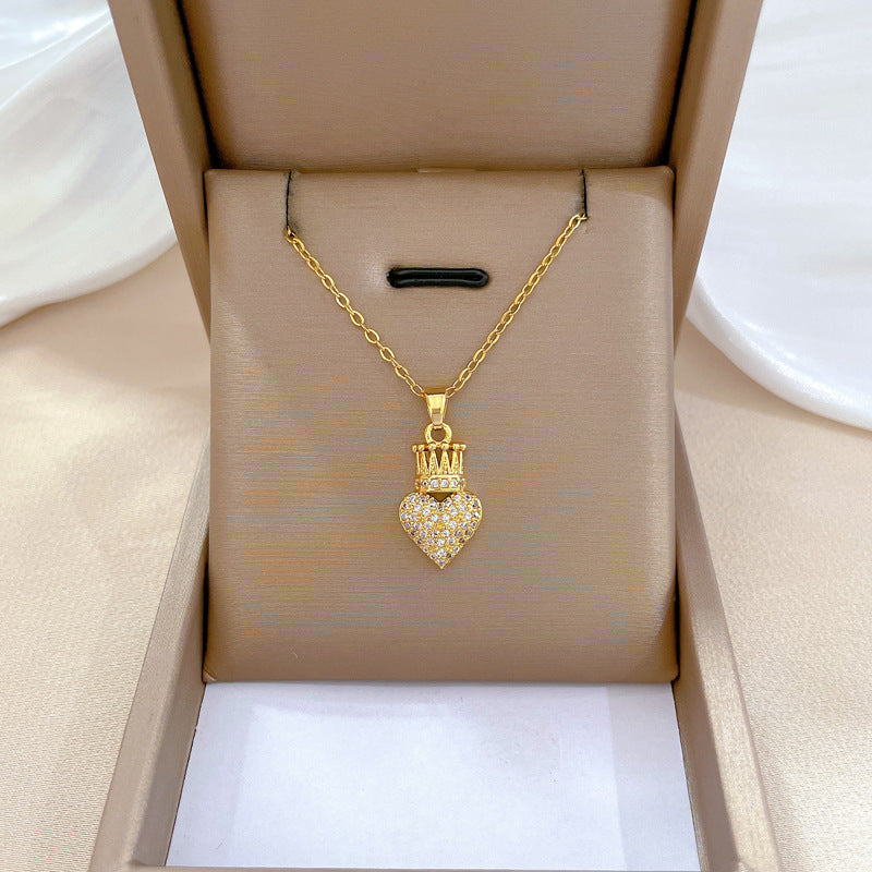 Steel Light Luxury Full Diamond Design Temperament Necklaces