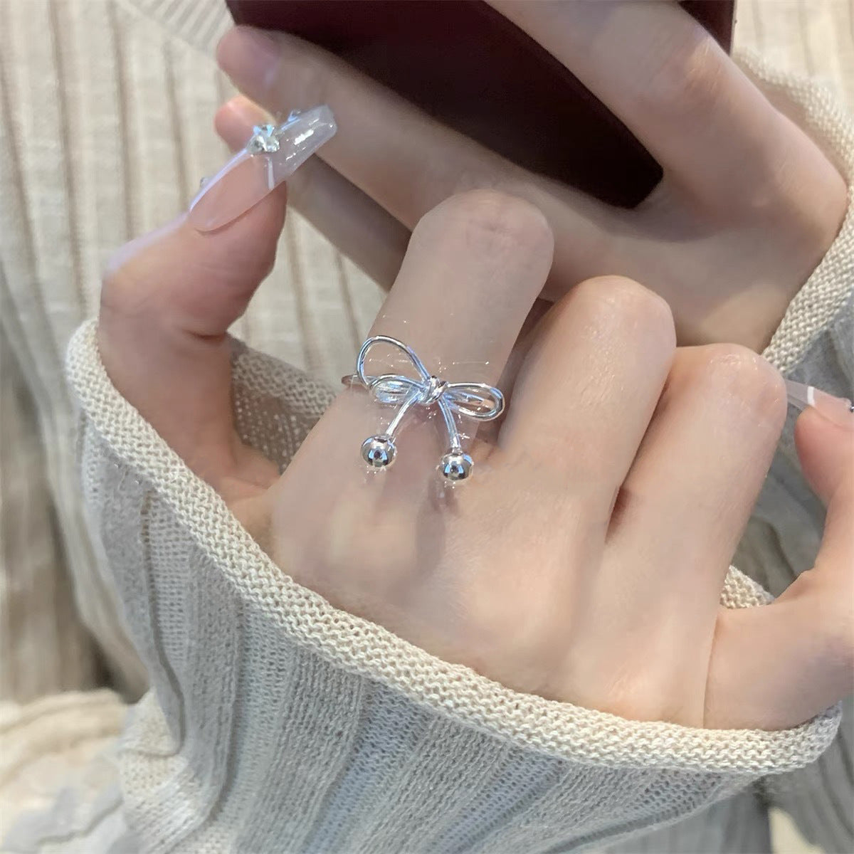 Female Cold Wind Argent Pur Niche Rings