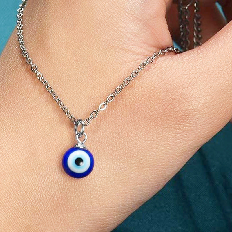 Round Beads Glass Ball Blue Eyes Necklaces