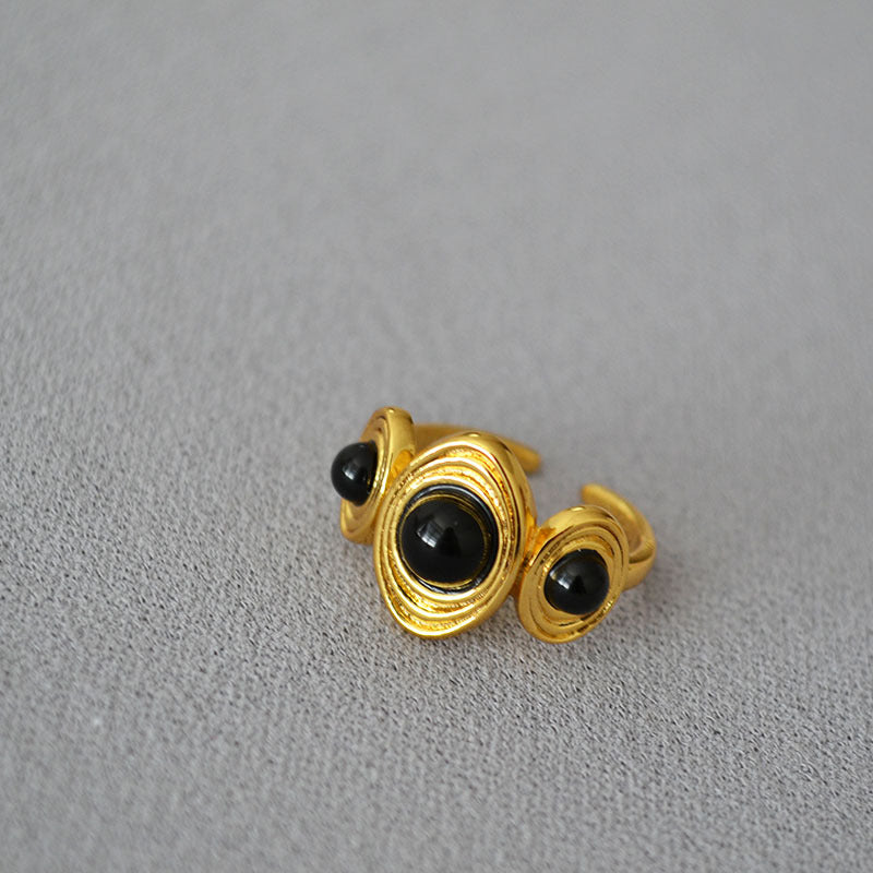 Inlaid Agate Green High-grade Stone Open Rings