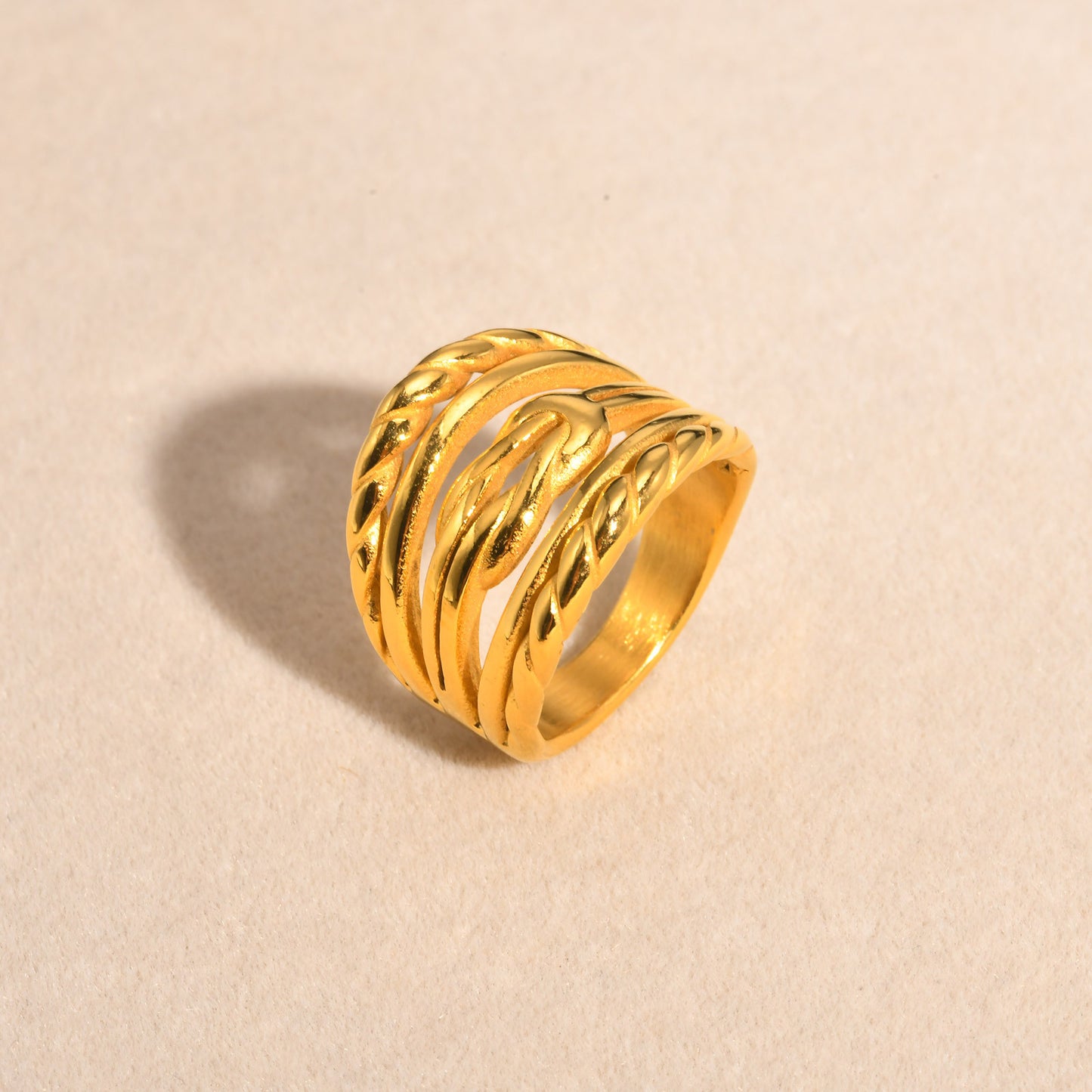 Women's Elegant Stainless Steel Gold French Vintage Style Rings