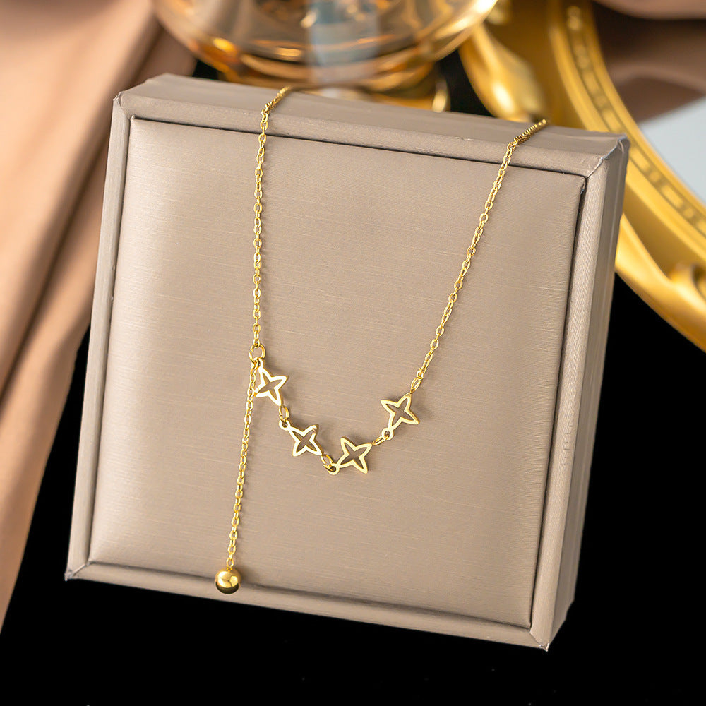 Women's Butterfly Bead Love Plane Rose Letter Square Necklaces