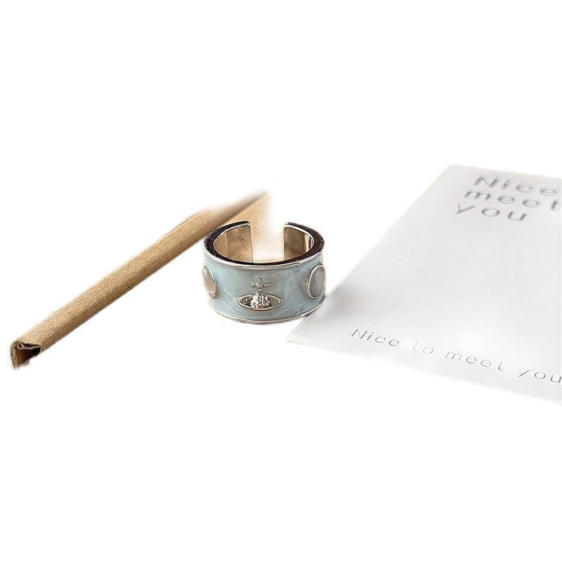 Dripping Saturn Wide Face Female Design Opal Couple Rings