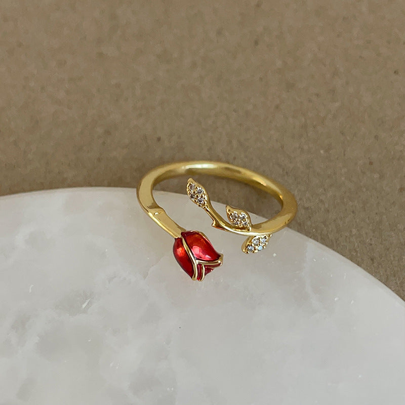 Flower Open Female Niche Retro Affordable Rings