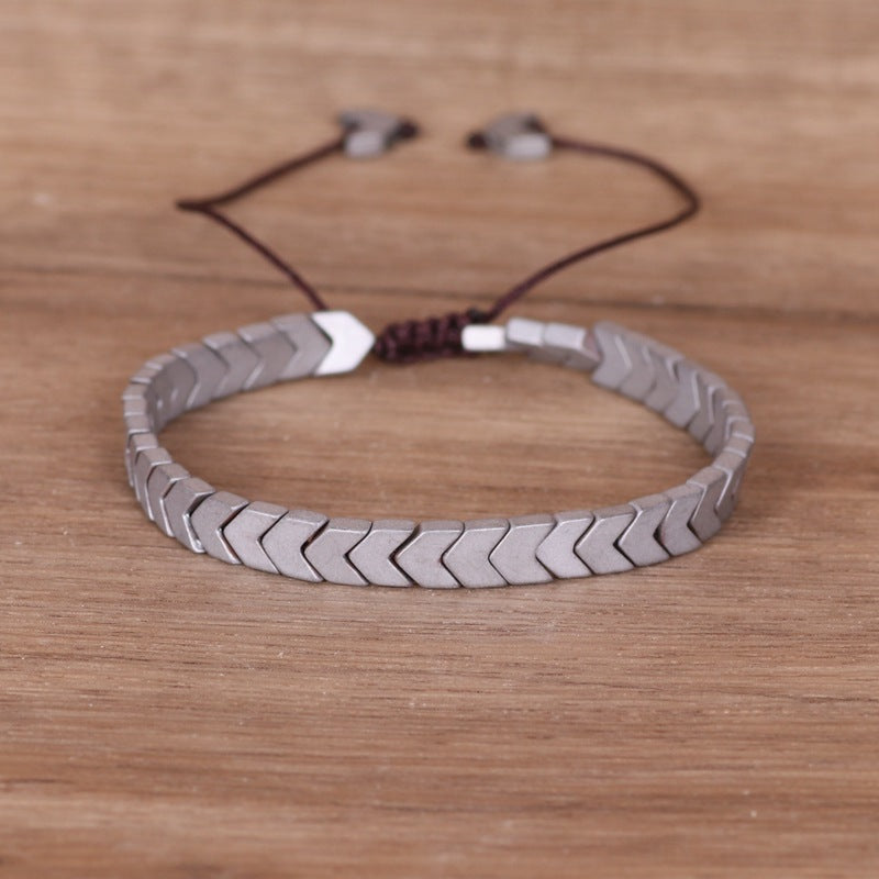 Men's Color Gall Stone Arrow Punk Hand-woven Bracelets
