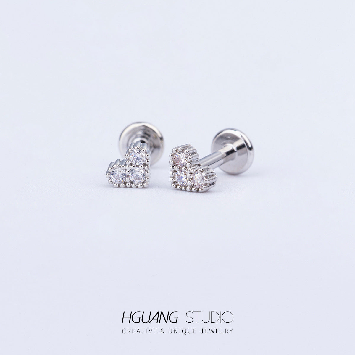 Micro Inlaid Zirconium Ear Bone Creative Heart Earrings