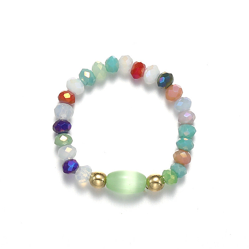 Graceful Personality Pearl Colorful Opal Beaded Rings
