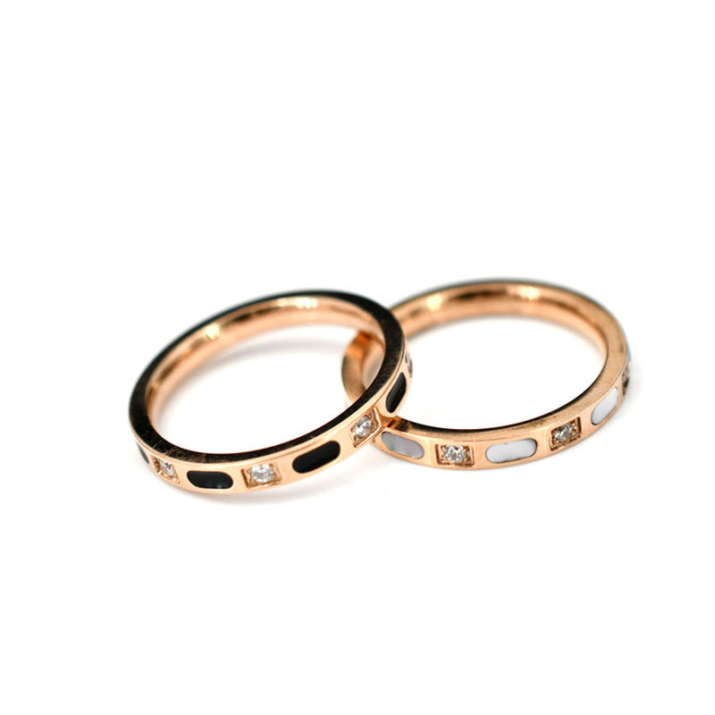 Style Simple Titanium Steel Female Black Rings
