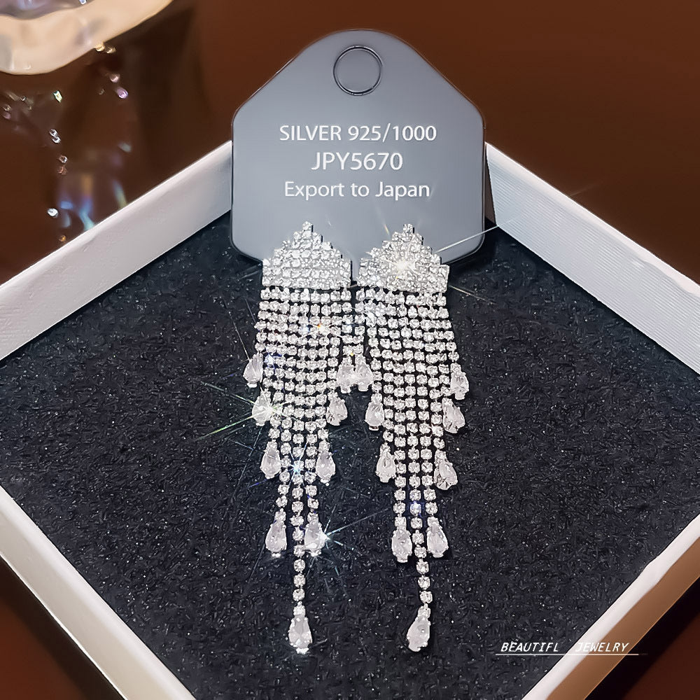 Women's Zircon Tassel High-grade Light Luxury Delicate Earrings