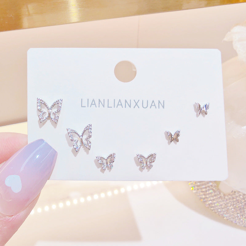 Butterfly Sier Needle Small Delicate High-grade Suit Rings