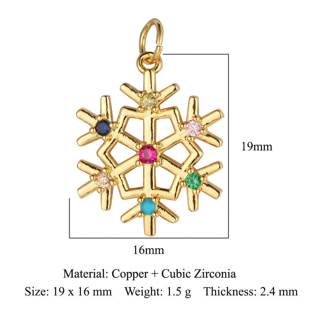 Copper Zircon Snowflake Gift Ornament Accessories Pendants