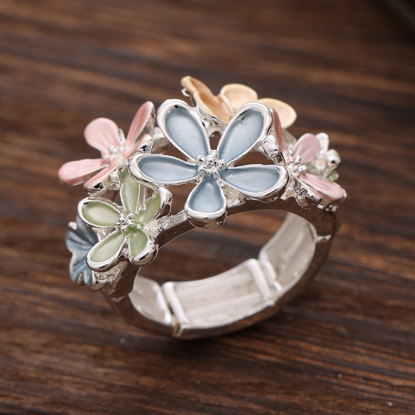 Alloy Artificial Color Painting Oil Elastic Rings