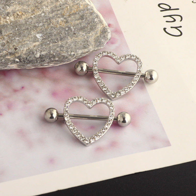 Love Nipple Electroplated Heart-shaped Three-color Adhesive Nail Rings