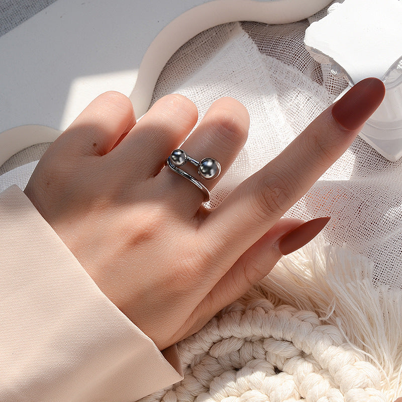 Creative Line Art Double Round Ball Rings