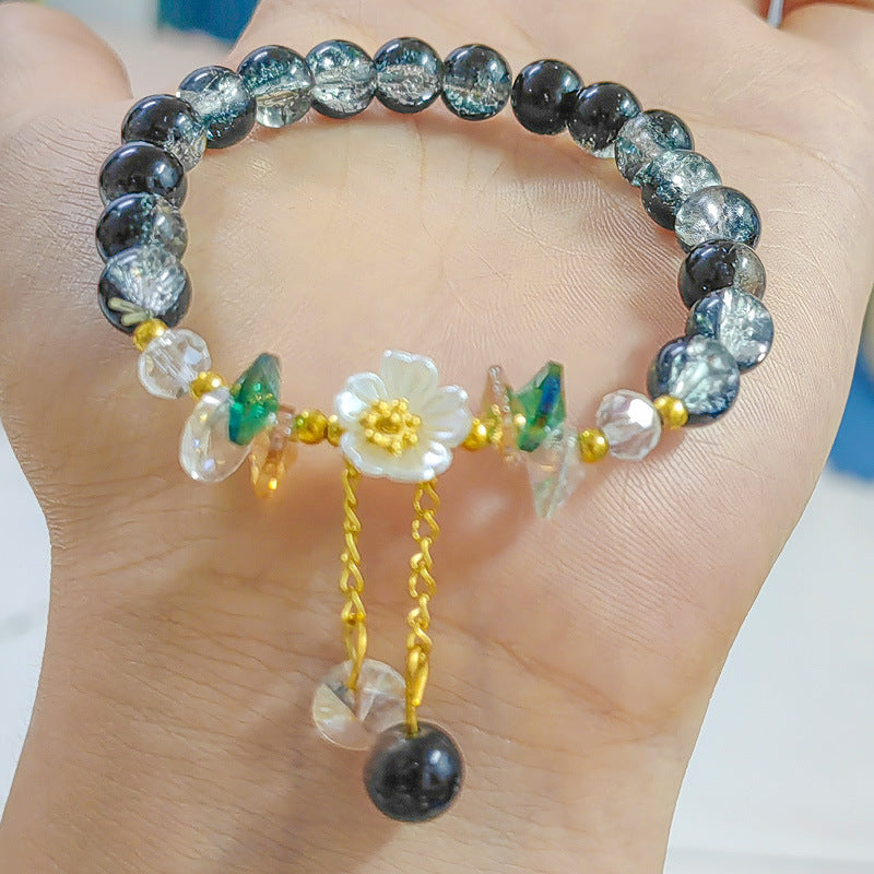 Camellia Little Daisy Crystal Girlfriends Color Glass Chipping Bracelets