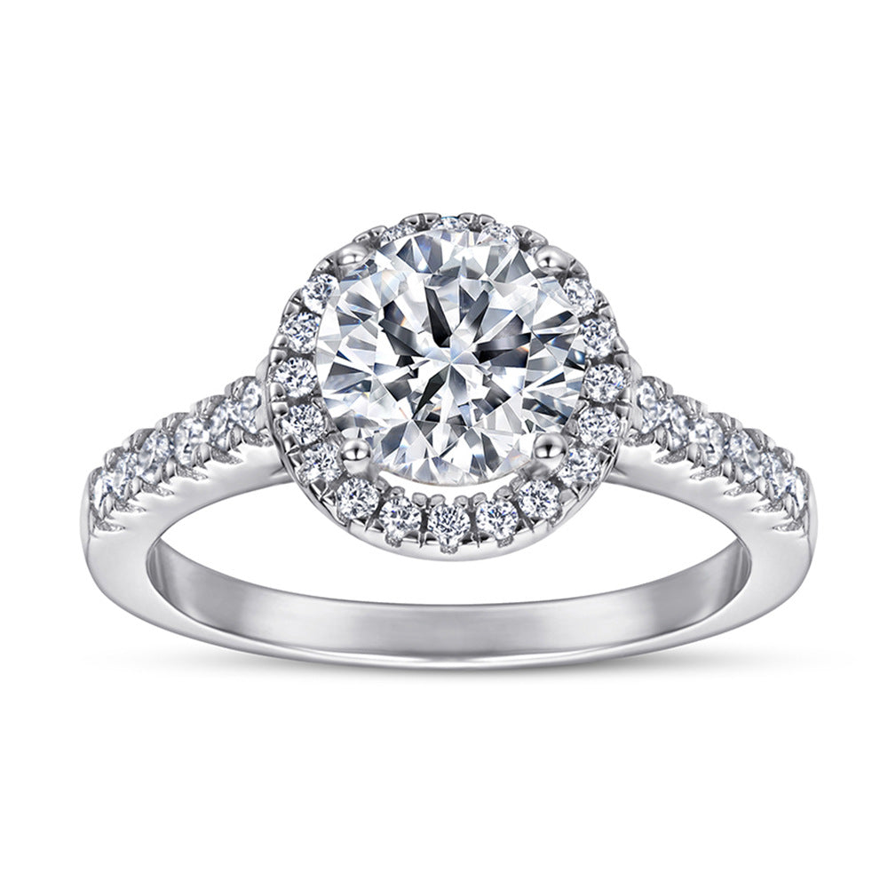 Women's Sterling Sier For Zircon Set Engagement Rings
