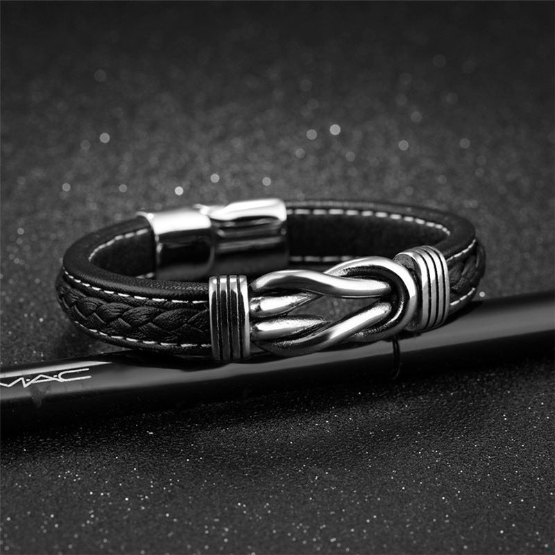 Men's Alloy Accessories Authentic Leather Weave Low Bracelets