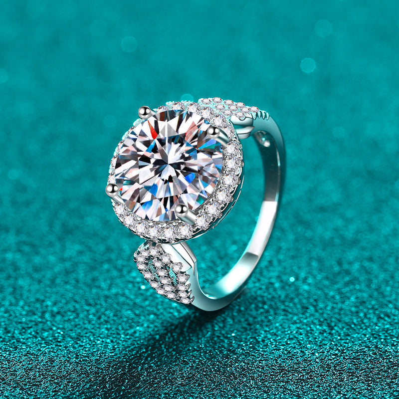 Women's Sier Karat Round Bag Moissanite Elegant Rings