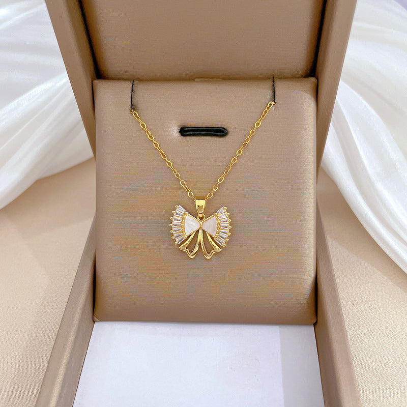 Steel Light Luxury Full Diamond Design Temperament Necklaces