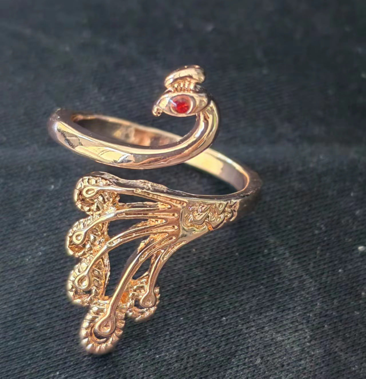 Three-dimensional Argent Pur Peacock Female Open Rings