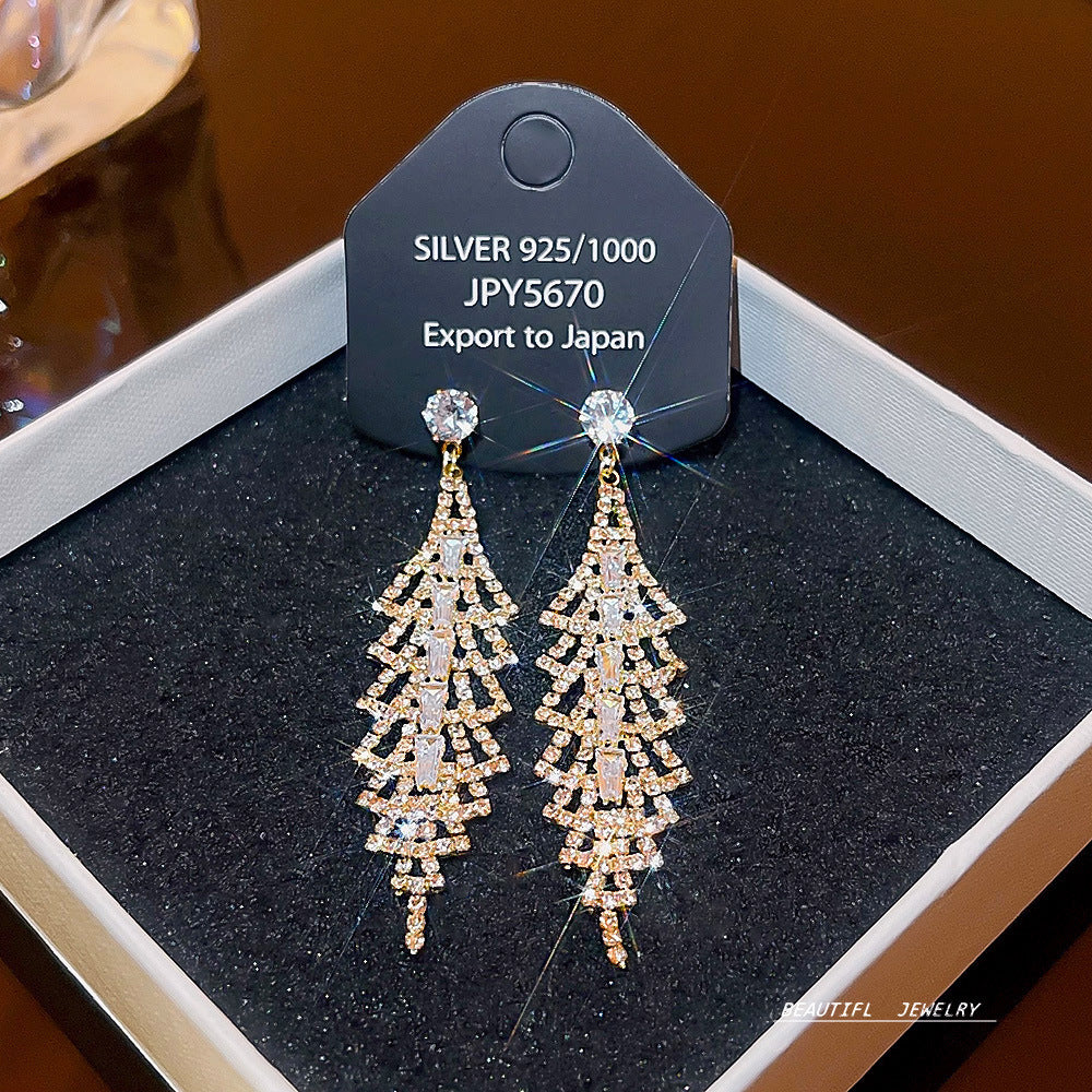 Women's Zircon Tassel High-grade Light Luxury Delicate Earrings
