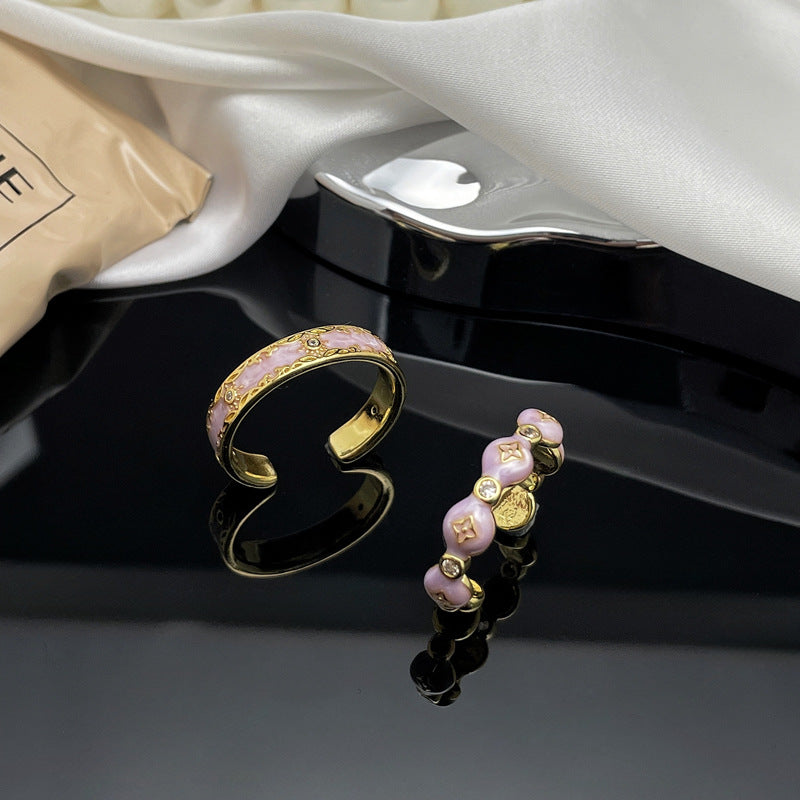 Purple Drip Glazed Open Female Temperament Rings