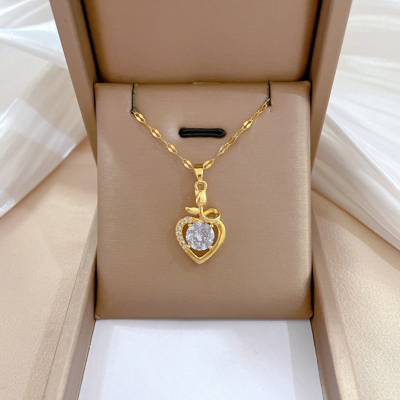Steel Light Luxury Full Diamond Design Temperament Necklaces