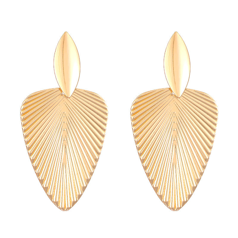 Women's Personalized Texture Fan Leaves Ear High-grade Earrings