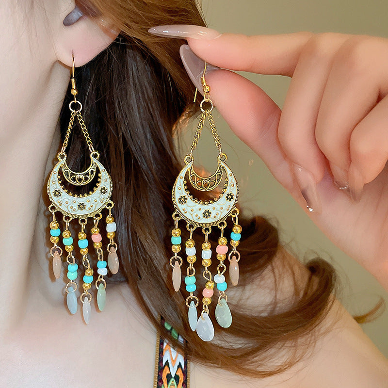Sier Needle Ethnic Style Artificial Crystal Rings
