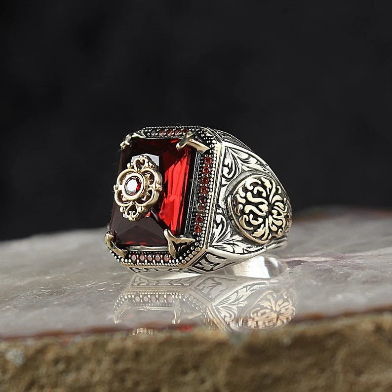 Women's & Men's Retro Ethnic Style Texture Inlaid Sea Rings