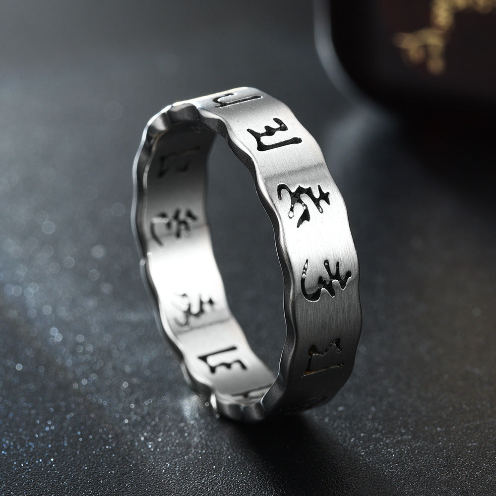 Popular Stainless Steel Cutting Mantra Gold Rings