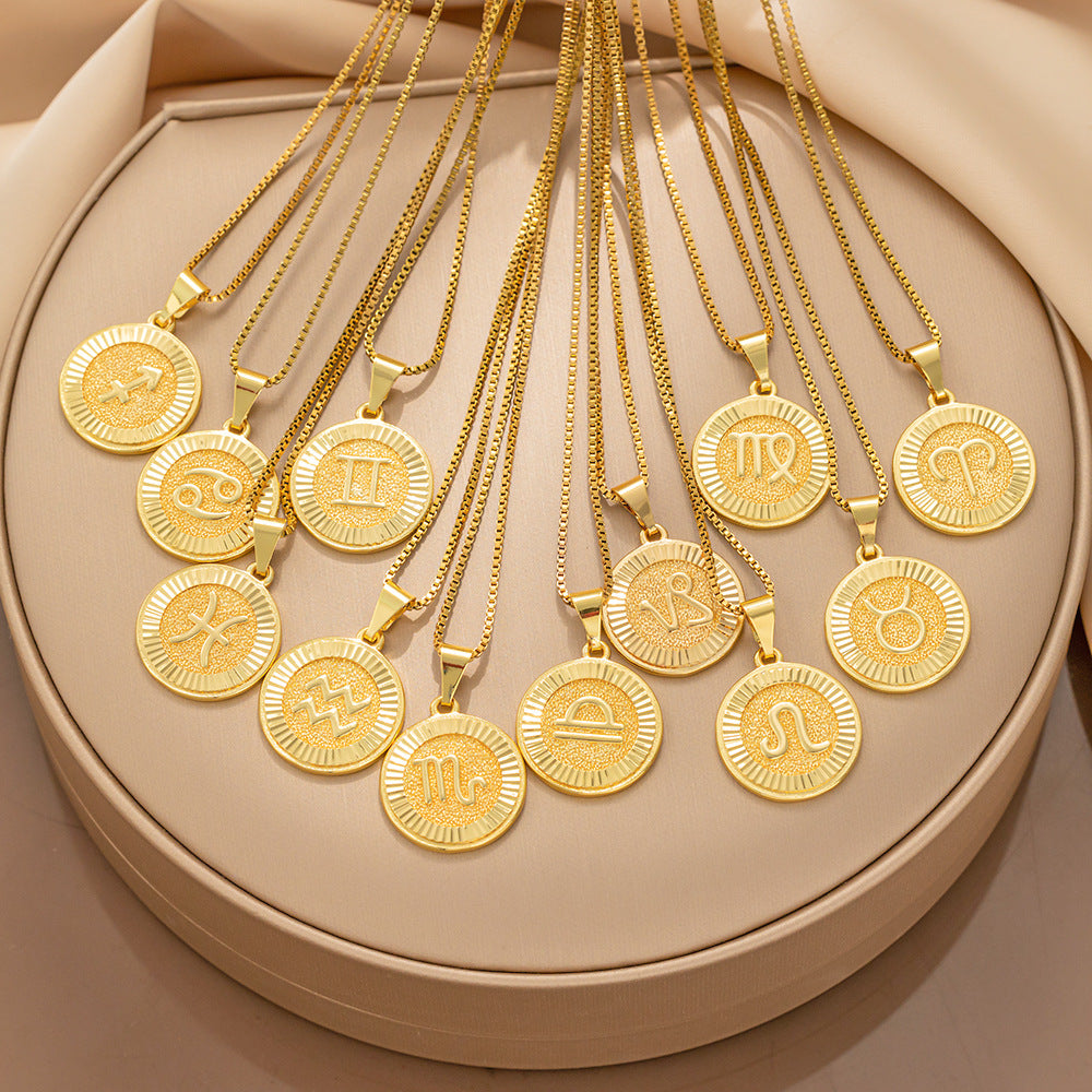 Fashion Twee Constellation Symbol Letter Image Graphic Necklaces