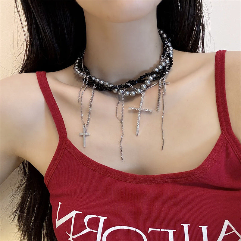 Chain Artificial Pearl Winding Long Short Necklaces