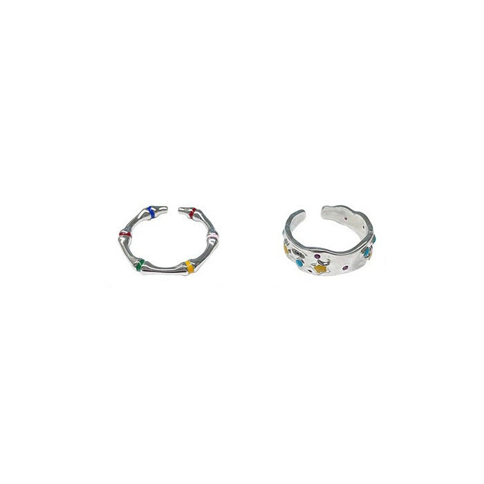 Color Flowers Openings Sense Rainbow Female Rings