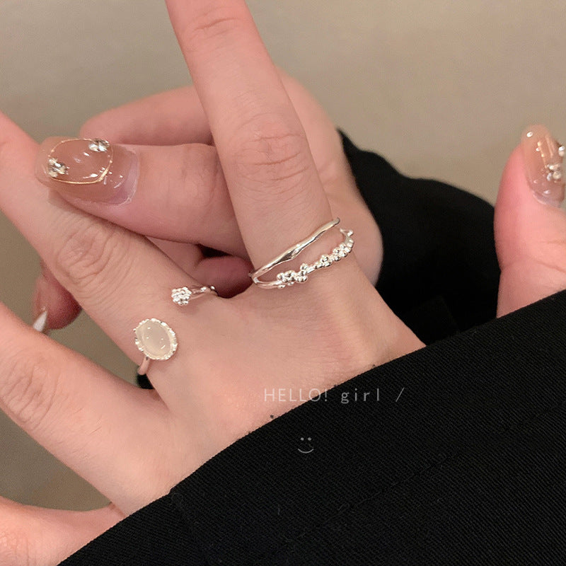 Exquisite Moonstone Simple Female Light Luxury Rings