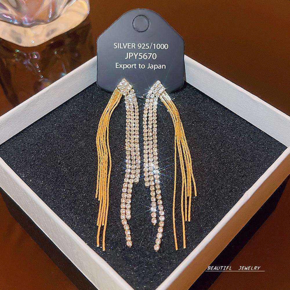 Women's Zircon Tassel High-grade Light Luxury Delicate Earrings