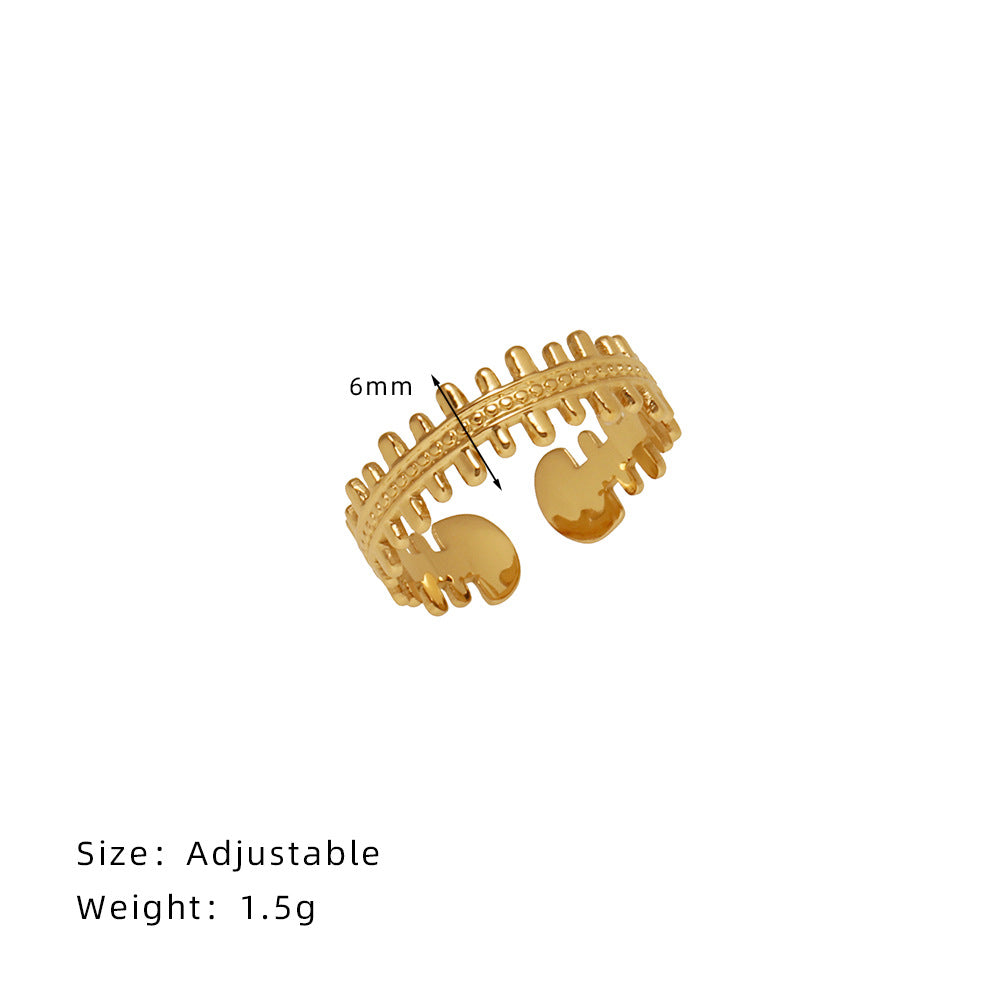 Osmanthus Wide Hollow Chinese Style Titanium Rings