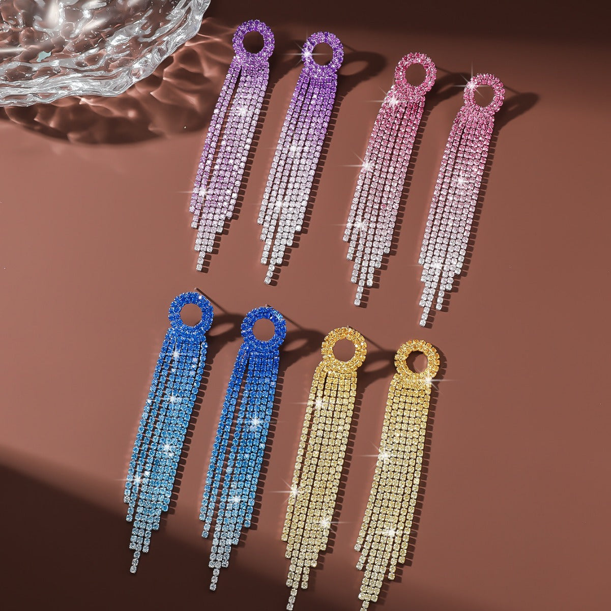 Long Fringe Street Shot Bridal Wedding Dinner Earrings