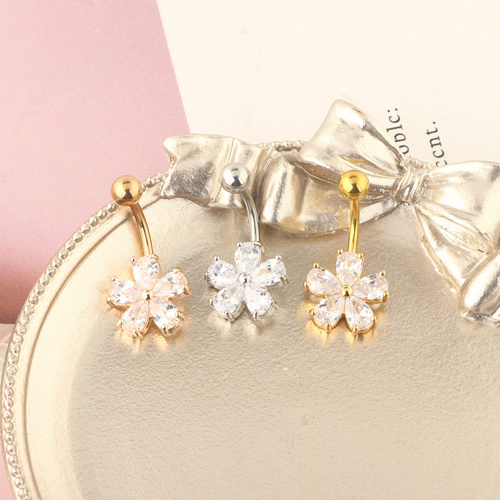 Exquisite Zircon Navel Stainless Steel Piercing Earrings