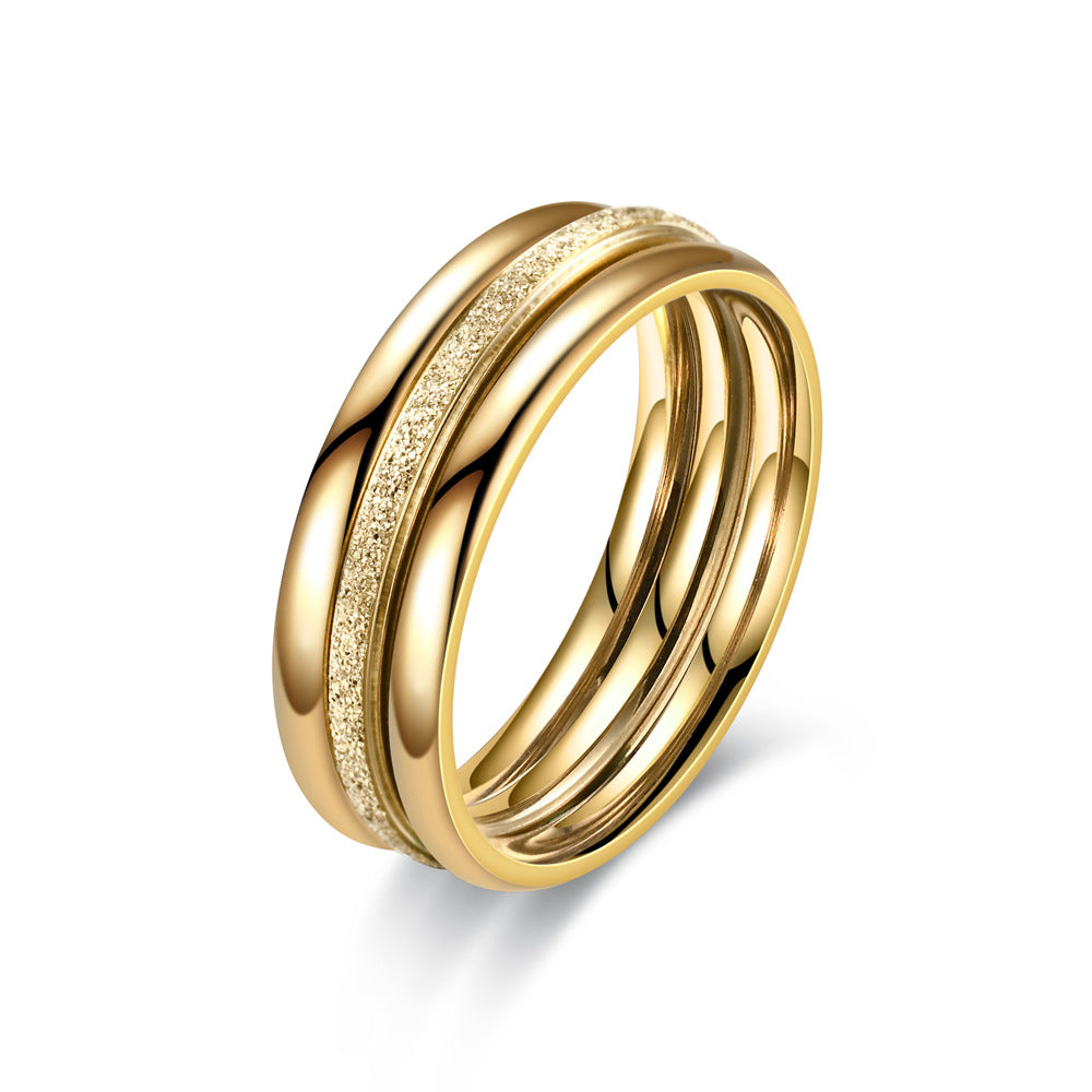 Fashion Classic Look Three-color Frosted Couple Rings