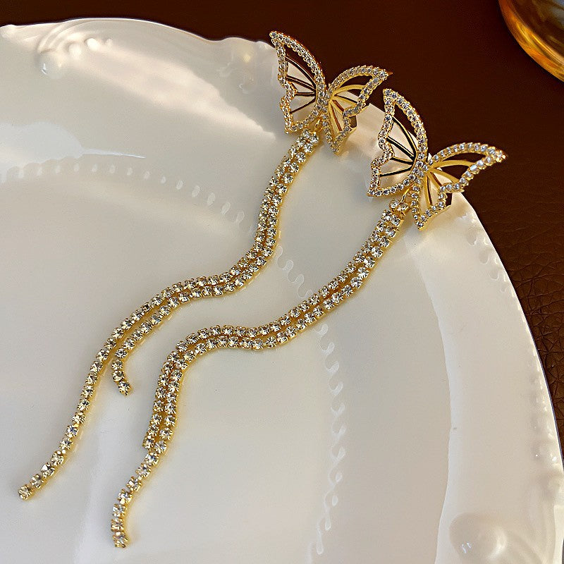Fashion Zirconia Micro Inlaid Zircon Long Earrings