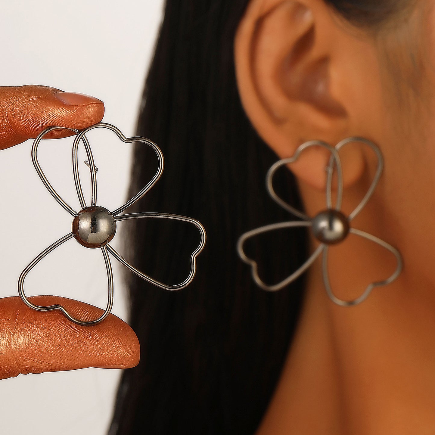 Big Flower Hollow Exaggerated Lines Winding Earrings