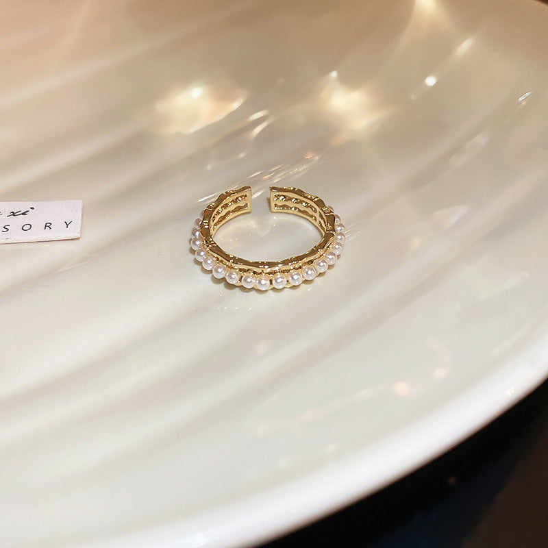 Pearl Zircon Letter Open Special Interest Light Rings