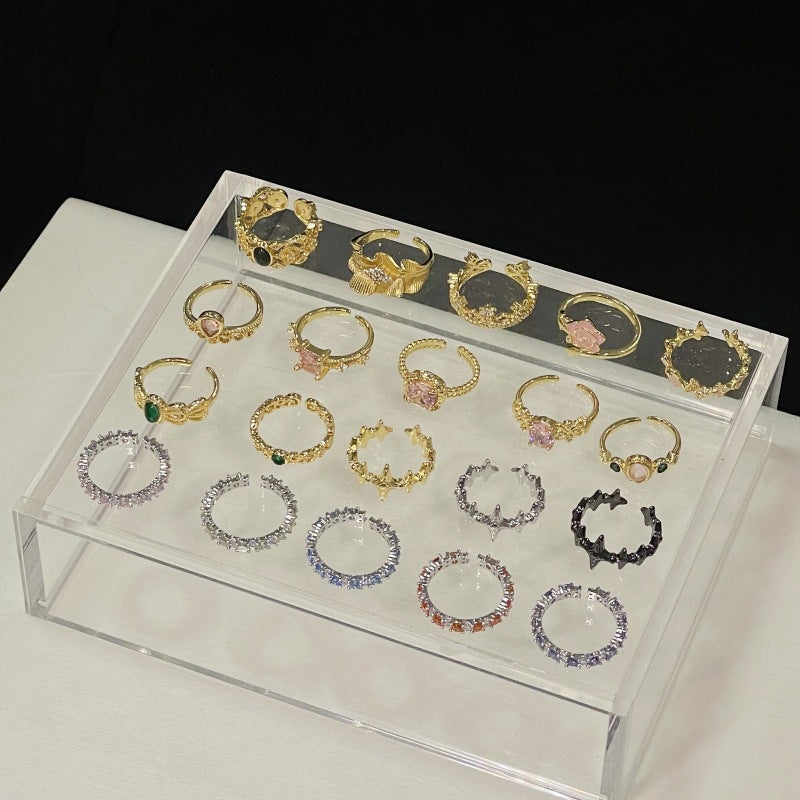 Golden Antique Style Series Cold High Sense French Simplicity Rings