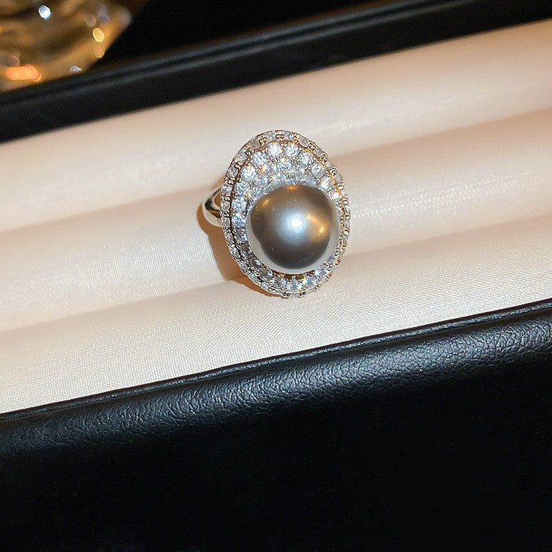 Electroplated Freshwater Pearl Zircon Stitching Butterfly Exquisite Rings