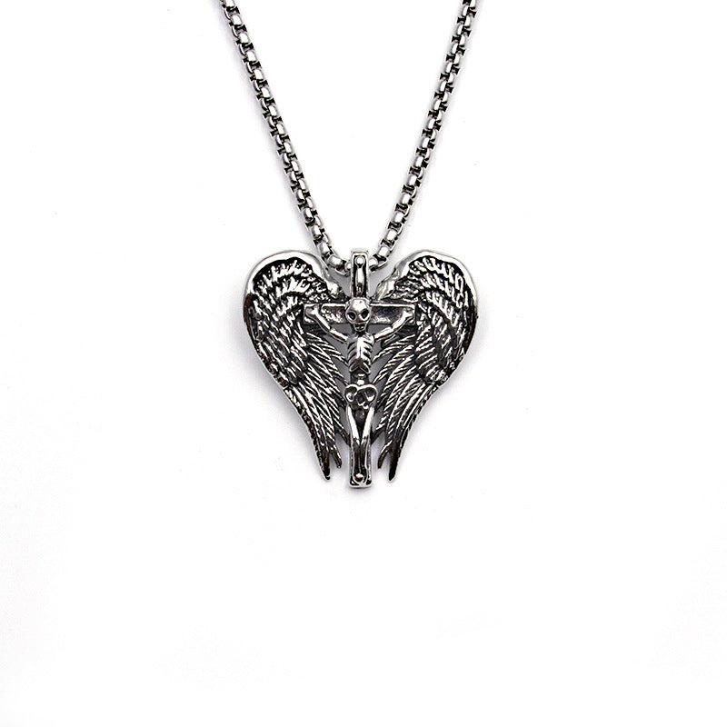 Men's Vintage Cross Ghost Head Titanium Fashion Necklaces