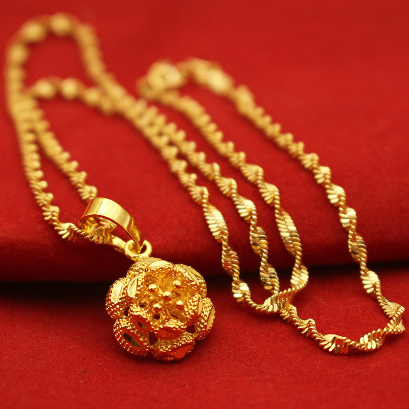 Women's Plated Water Ripple Clavicle Chain No Color Pendants