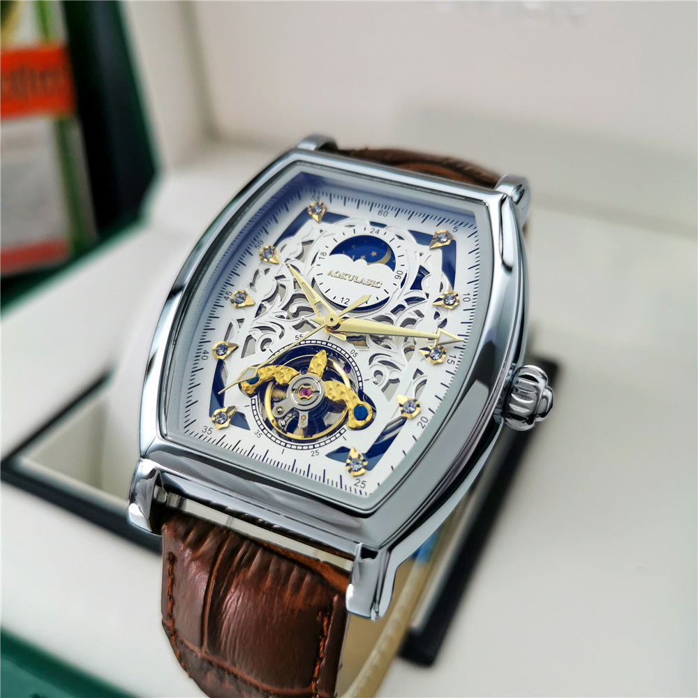 Men's Watch Tonneau Automatic Butterfly Clasp Mechanical Watches